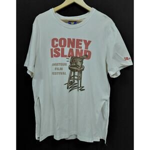 Coney Island Picnic Graphic Print T-Shirt White Short Sleeve Size XL